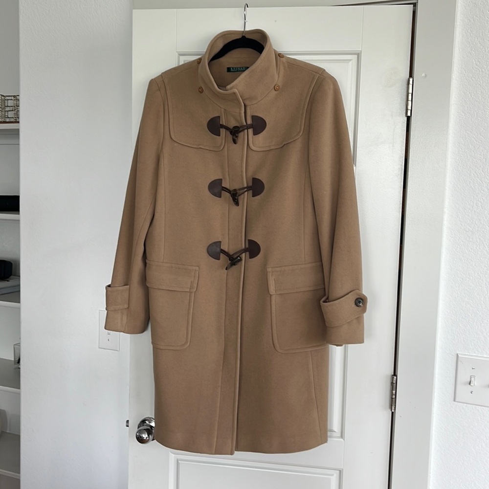 Lauren Ralph Lauren Stand Collar Wool Blend Duffle Coat